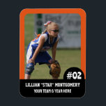 Sports Team Player (3"x4"in) Photo Magnet<br><div class="desc">Custom (3" x 4" in) team sports magnets! Add your photo, player number, name, team, and year, if it fits. Make them for the team and your fans. Ideal for any sport or activity, especially baseball, softball, tee ball, little league, volleyball, football, soccer, track and field, gym sports, or any...</div>