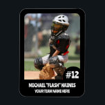 Sports Team Player (3"x4"in) Photo Magnet<br><div class="desc">Custom (3" x 4"in) team sports magnets! Add your photo, number, name, and team. Make them for team players and give them to your fans. Ideal for any kind of sport or activity, especially baseball, softball, tee ball, little league, volleyball, football, soccer, track and field, gym sports, or any team....</div>
