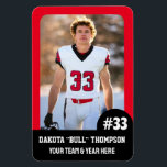Sports Team Player (4"x6") Photo Magnet<br><div class="desc">Custom (4" x 6" in) team sports magnets! Add your photo, player number, name, team, and year, if it fits. Make them for the team and your fans. Ideal for any sport or activity, especially baseball, softball, tee ball, little league, volleyball, football, soccer, track and field, gym sports, or any...</div>