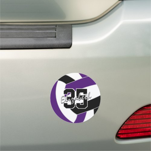 sports team purple black volleyball locker or car magnet