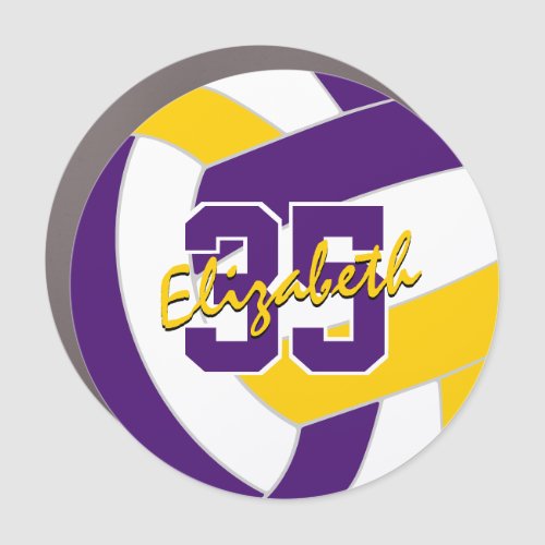 sports team purple gold volleyball locker or car magnet