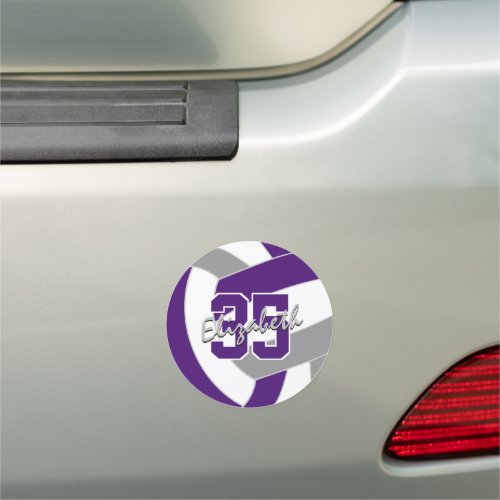 sports team purple gray volleyball locker or car magnet