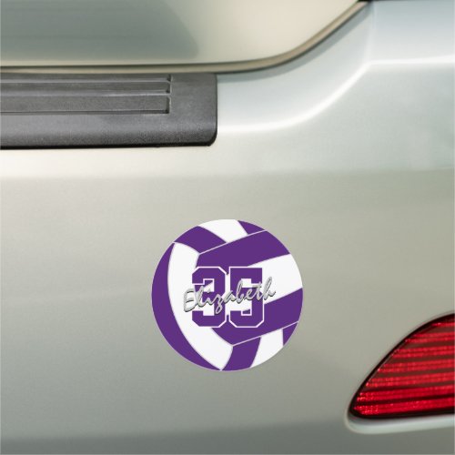sports team purple white volleyball locker or car magnet