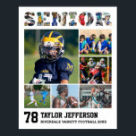 Sports Team Senior Night Player Photo Collage Poster<br><div class="desc">Personalized senior sports photo collage for athlete and player. This customizable photo gift is perfect for senior night, sports award banquet or birthday gift for your athlete son, daughter or student. It's a great way to display precious moments and memories from their sports games. The poster features a collage of...</div>