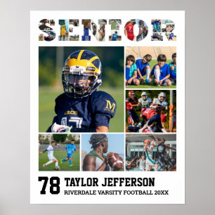 Sports Team Senior Night Player Photo Collage Poster
