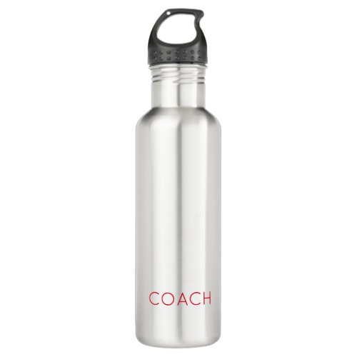 Sports Team Spirit COACH text Red Gift Stainless Steel Water Bottle