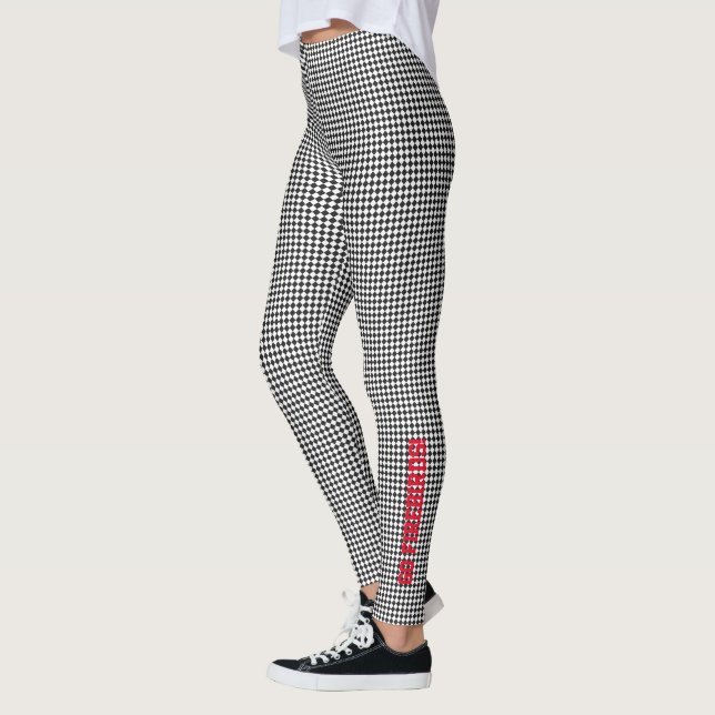 Sports Team Spirit GO School NAME Checkered Fun Leggings (Left)