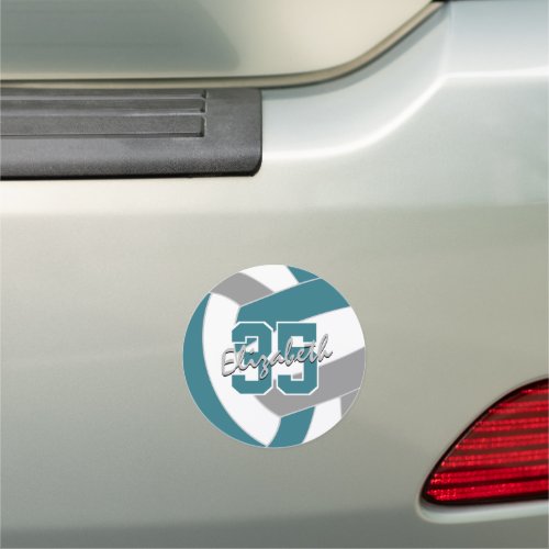 sports team teal gray volleyball locker or car magnet