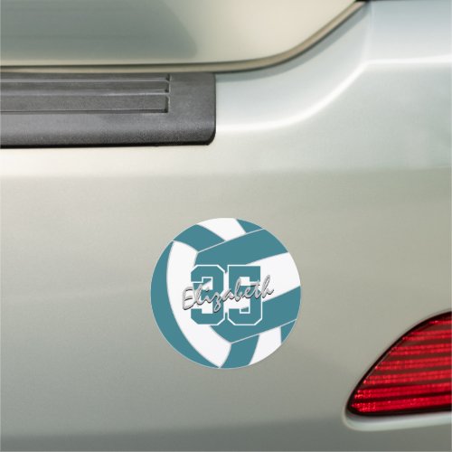 sports team teal white volleyball locker or car magnet