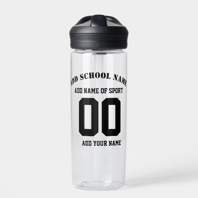 Sports Team Water Bottle, BPA Free Personalized Water Bottle (Front)