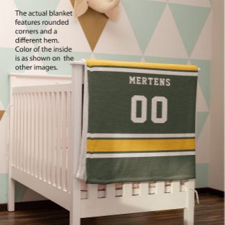 Sports Team Your Name Number Green Gold White Baby Blanket