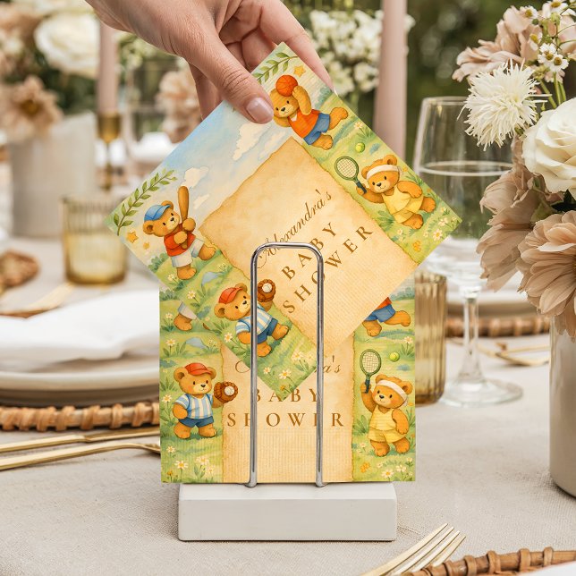 Sports Teddy Bear Baby Shower Napkins (Creator Uploaded)