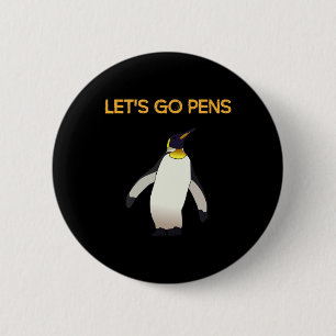 Sports Tee#39;s Lets Go Pens Funny Hockey Penguins Button