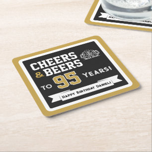 Sports Theme Beers and Cheers Birthday Party Square Paper Coaster
