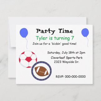 Sports Theme Birthday Party Invitation