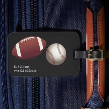 Sports Theme Black Guys Luggage Tag by holiday_store at Zazzle