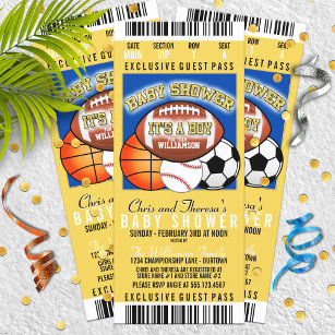 Sports Theme (blue/yellow) Party Baby Shower Invitation