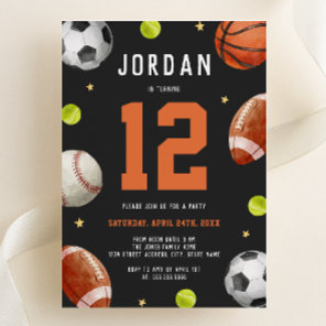 Sports Theme Boys Modern Birthday Party  Invitation