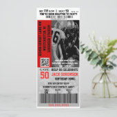 Sports Theme Football Ticket Birthday Party Invitation (Standing Front)