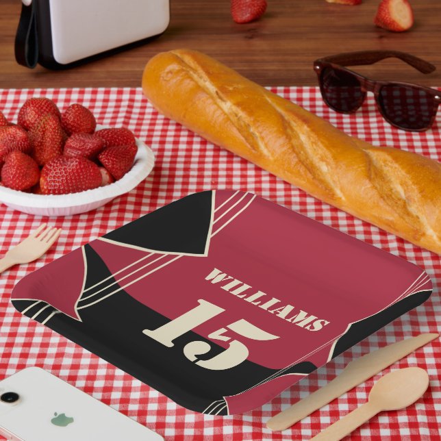 Sports Theme Paper Plate with Name and Number (Picnic)