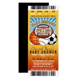 Sports Theme Party Baby Shower Invitation