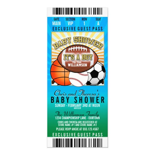 sports theme party baby shower invitation zazzle com