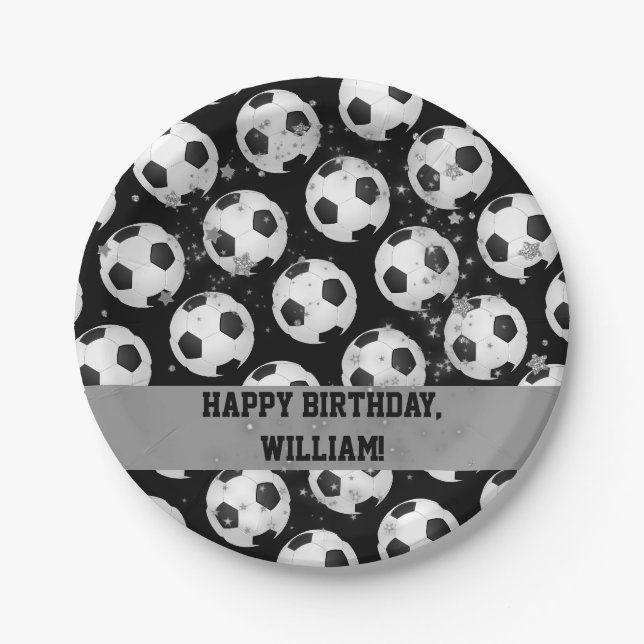 Sports Theme Party Soccer Kids Birthday Paper Plates (Front)