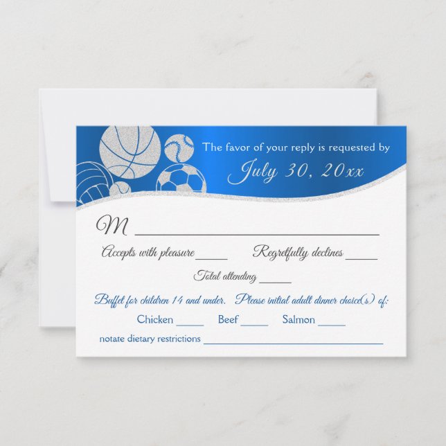 Sports Theme Response Card with Dinner Choice (Front)
