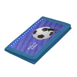 Sports Theme Soccer ball and player Tri-fold Wallet