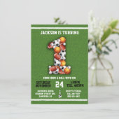 Sports Themed Balls 1st Birthday Party Invitation (Standing Front)
