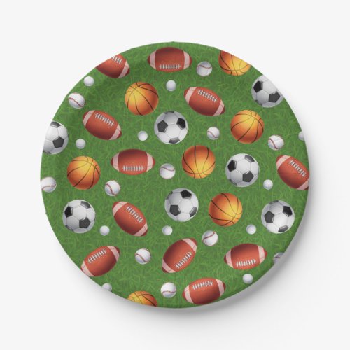 Sports Themed Balls Party Paper Plate