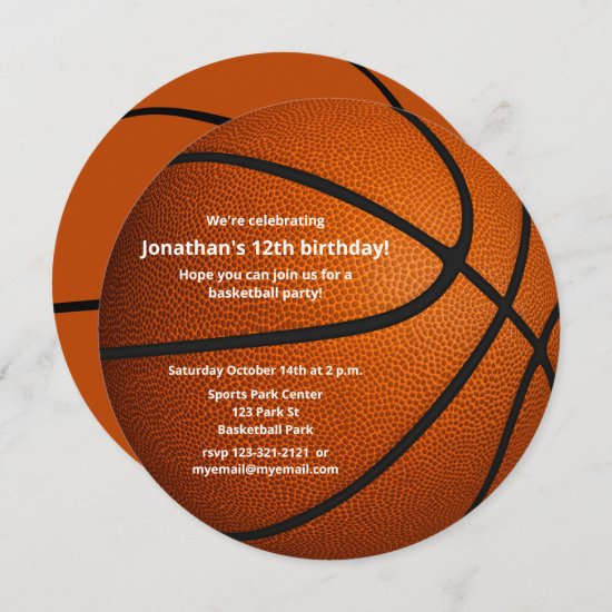 sports themed basketball birthday party announcement