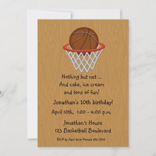Basketball Themed Birthday Invitation