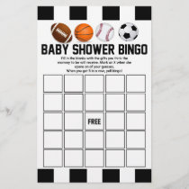 Sports Themed Bingo Baby Shower Game Stationery