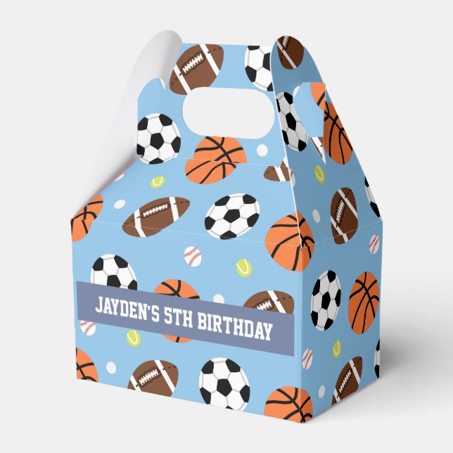 Sports Themed Boys Birthday Party Supplies Favor Boxes (Front Side)