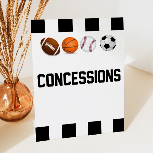 Sports Themed Concessions Food Treat Snack Pedestal Sign