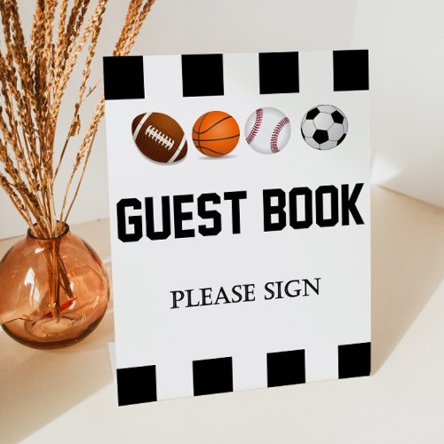 Sports Themed Guest Book Table Pedestal Sign
