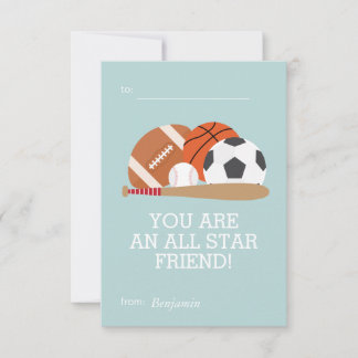Sports-Themed Kids Classroom Valentines Invitation