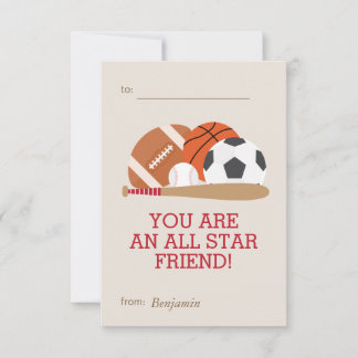 Sports-Themed Kids Classroom Valentines Invitation