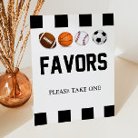 Sports Themed Party Favors Table Pedestal Sign<br><div class="desc">This is a sports themed Party Favors table sign. It reads "please take one". It includes a football,  baseball,  basketball,  and soccer.


baby shower decorations,  birthday party decor,  b-day party signs,  bday party party favors table ideas,  boy baby shower decoration</div>