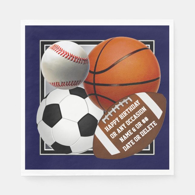 Sports Themed Party Ideas for Kids and Adults Napkins (Front)