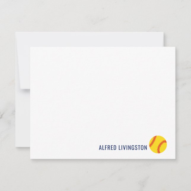 Sports Themed Personalized Softball Notecards (Front)
