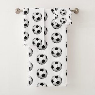 Sports themed soccer ball pattern towel set
