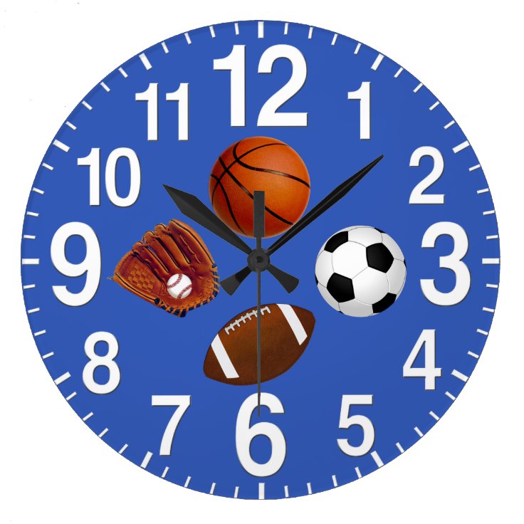 Sports Themed Wall Clocks in YOUR COLOR Zazzle