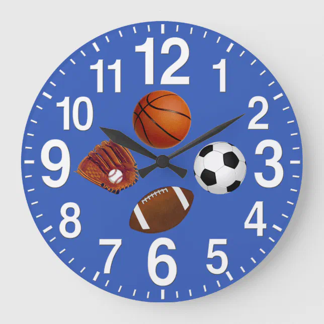 Sports Themed Wall Clocks in YOUR COLOR Zazzle