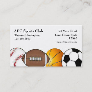 Sports Themed, White Business Card