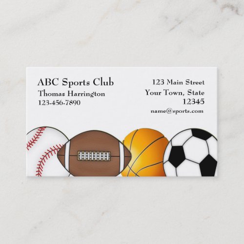 Sports Themed White Business Card