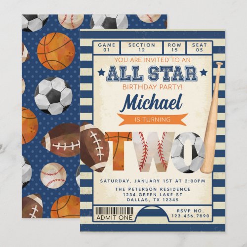 Sports Ticket 2nd Birthday Party