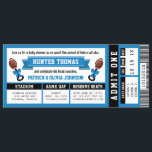 Sports Ticket Baby Shower Invitation, Black, Blue Invitation<br><div class="desc">Kick off the celebration as you await the arrival of a future little all-star with this oversized sports ticket baby shower invitation! Are you a hard-core fan? This invitation can be customized for your favorite team and sport. Please email dereimerdesign@gmail.com before ordering for customization.</div>