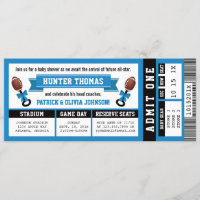 Sports Ticket Baby Shower Invitation, Black, Blue